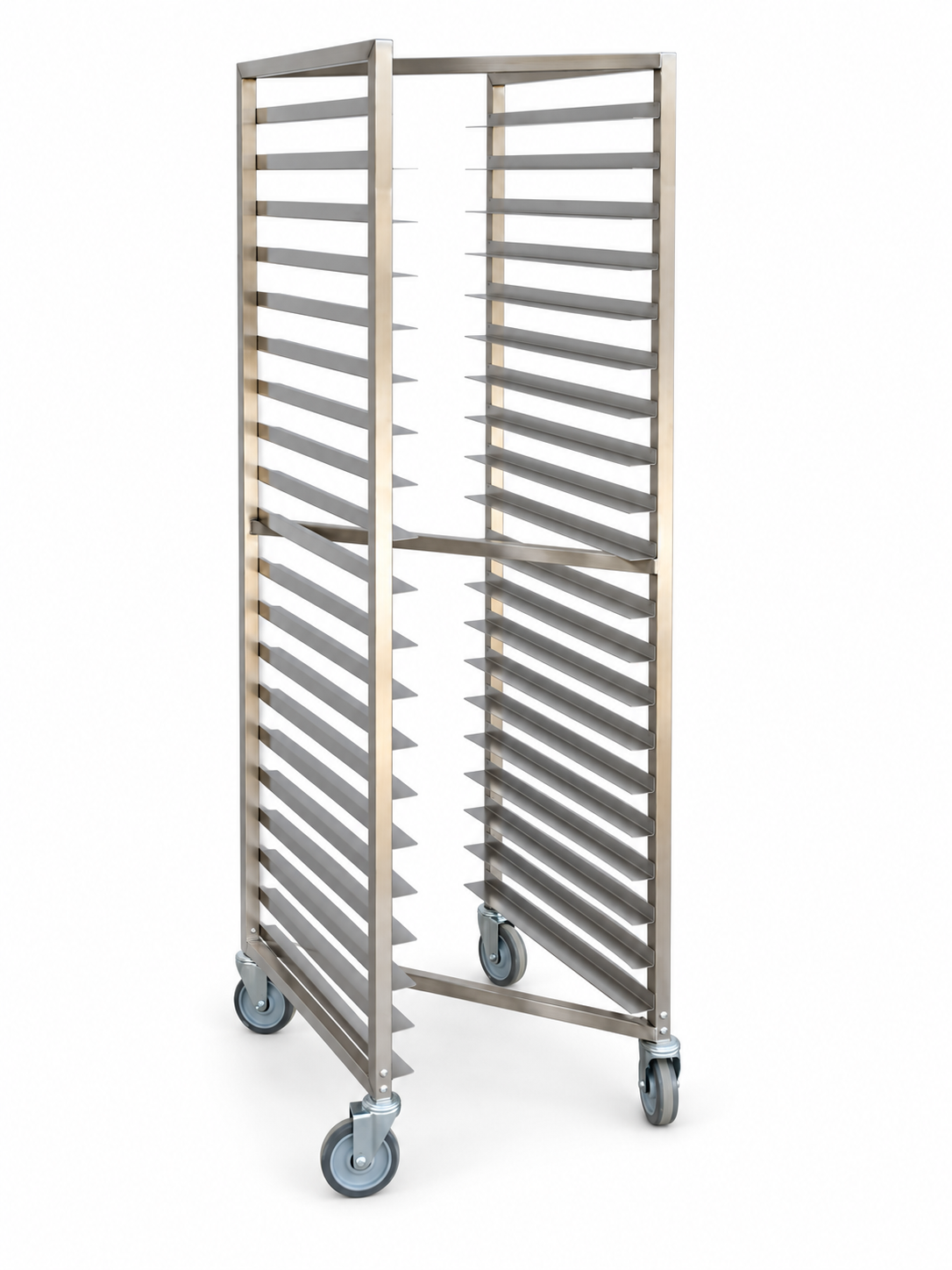 Original photograph of the stainless steel 20 pan Z frame rack